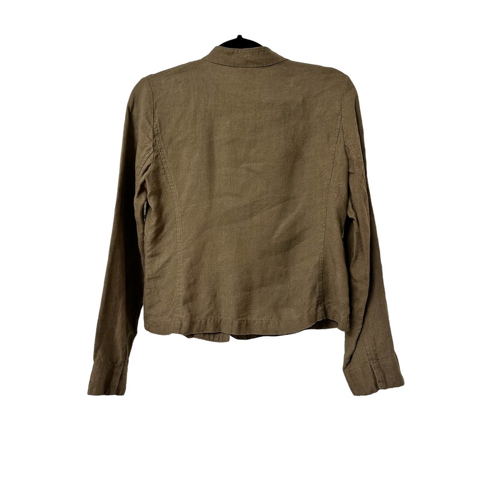 Eileen Fisher sage green (Taupe) Linen Button Front Lightweight Short Jacket XS - Picture 3 of 8